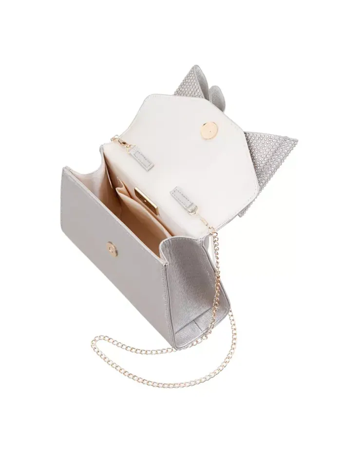 Сумка-портфель Crystal Double Bow Handheld Nina — изображение 4 из 7, платиновый