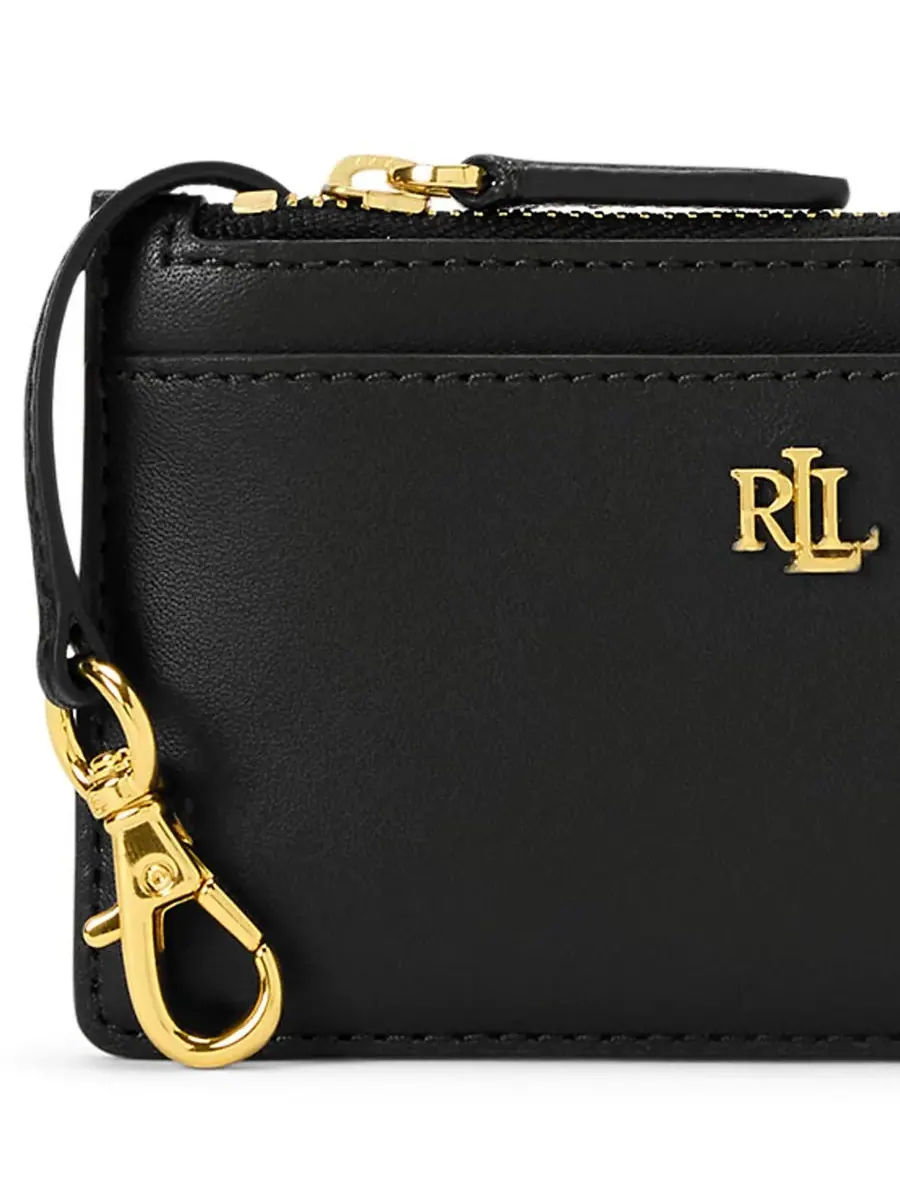 Кожаный кошелек-кардхолдер на молнии L-образной формы Lauren Ralph Lauren — изображение 3 из 3, черный