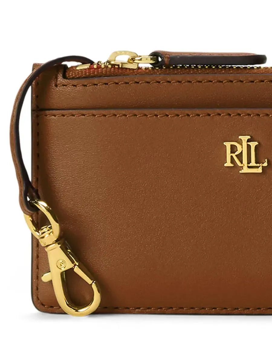 Кожаный кошелек-кардхолдер на молнии L-образной формы Lauren Ralph Lauren — изображение 3 из 3, коричневый