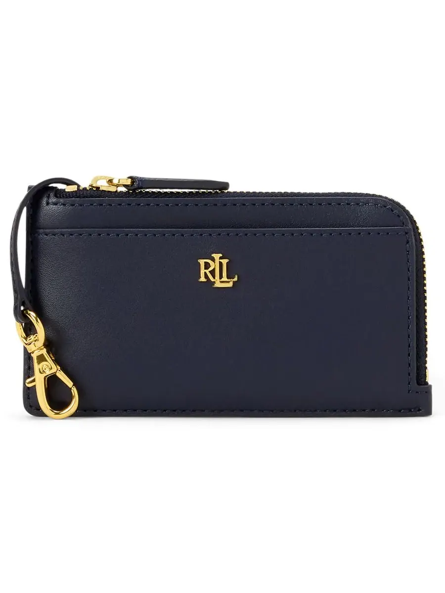 Кожаный кошелек-кардхолдер на молнии L-образной формы Lauren Ralph Lauren — изображение 1 из 3, синий