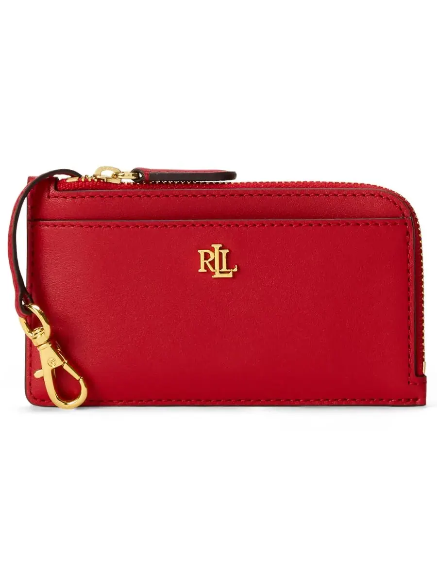 Кожаный кошелек-кардхолдер на молнии L-образной формы Lauren Ralph Lauren — изображение 1 из 3, красный