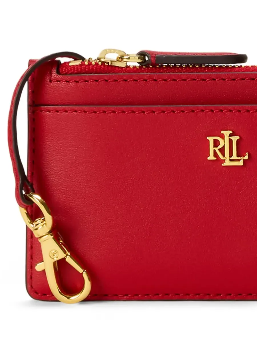 Кожаный кошелек-кардхолдер на молнии L-образной формы Lauren Ralph Lauren — изображение 3 из 3, красный