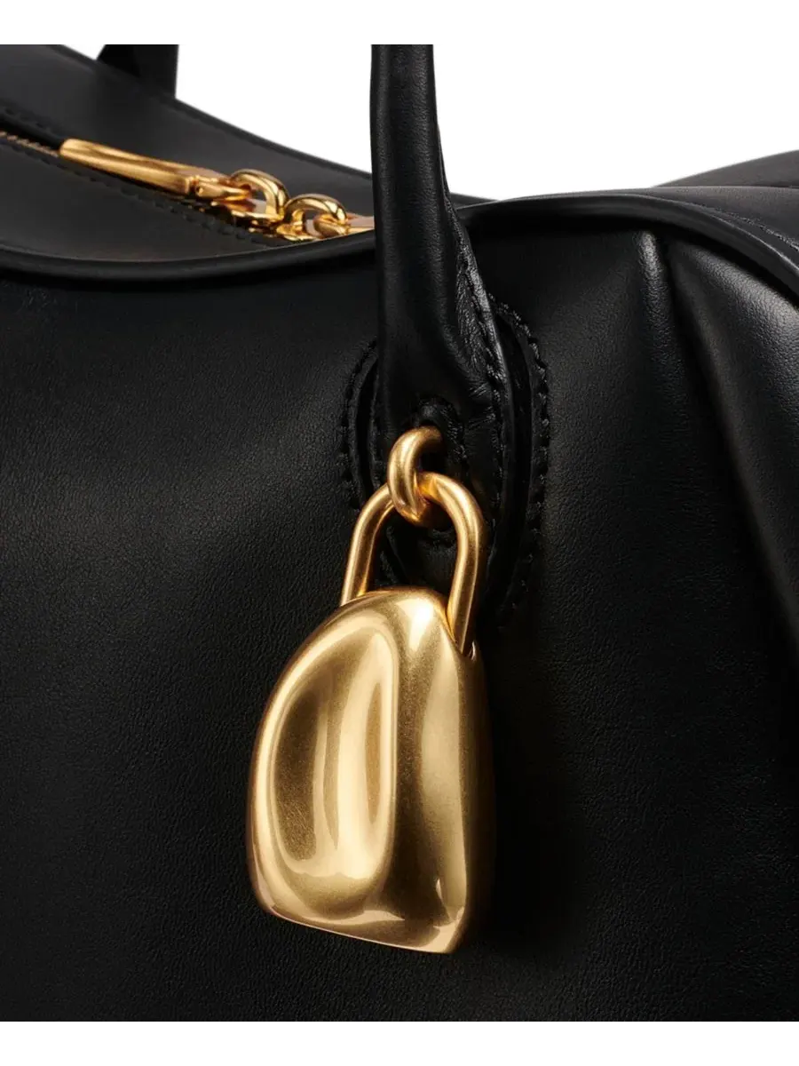 Большая кожаная сумка через плечо Terry Donna Karan New York — изображение 7 из 9, черный/золотистый