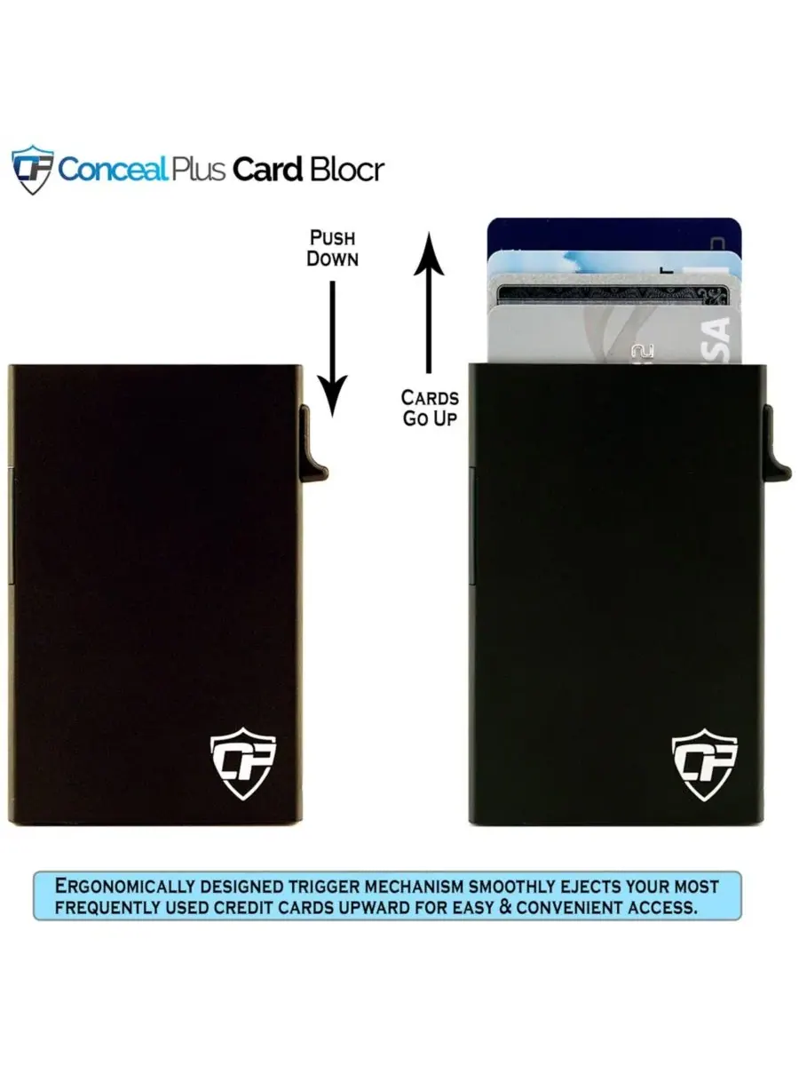 Мужской держатель для кредитных карт Card Blockr, кошелек с триггером Conceal Plus — изображение 4 из 8, черный