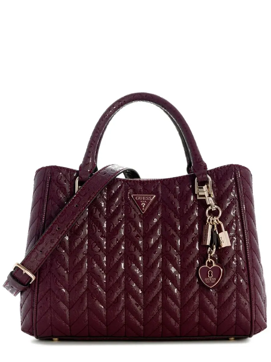 Сумка-шопер GUESS Stacey Girlfriend Small Satchel — изображение 1 из 5, фиолетовый