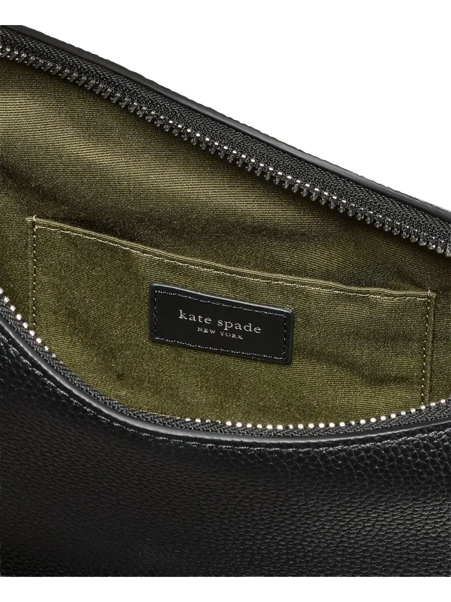 Сумка-кроссбоди Duo Small Pebbled из кожи kate spade new york — изображение 5 из 10, черный/серебристый
