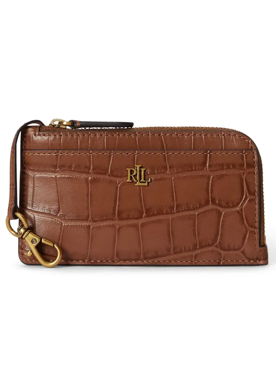 Картхолдер из тисненой кожи с молнией Lauren Ralph Lauren