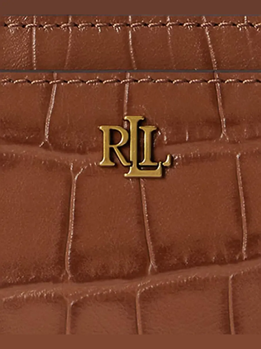 Картхолдер из тисненой кожи с молнией Lauren Ralph Lauren — изображение 3 из 3, бежевый
