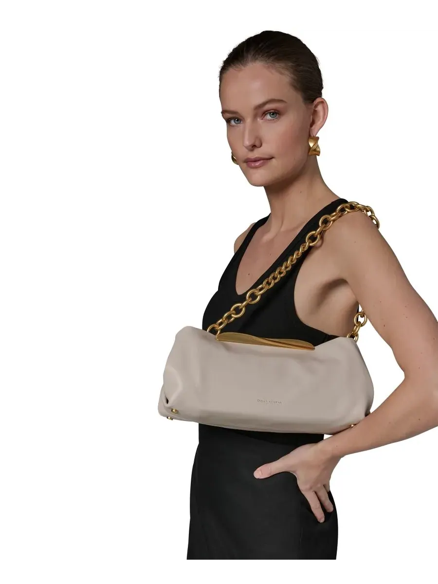 Сумка-клатч из поплина через плечо Donna Karan New York — изображение 5 из 5, бежевый