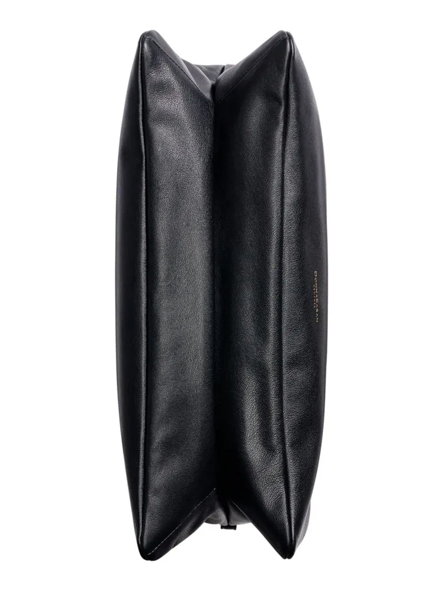 Большая кожаная сумка через плечо Donna Karan New York — изображение 5 из 8, черный/золотистый