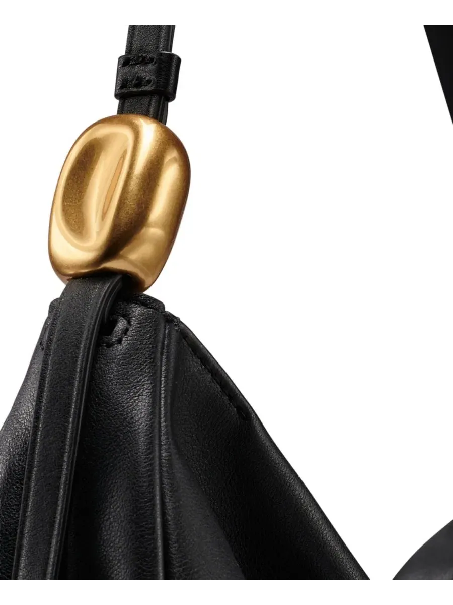 Большая кожаная сумка через плечо Donna Karan New York — изображение 6 из 8, черный/золотистый