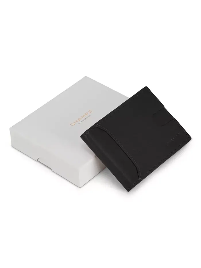 Мужской кожаный кошелек Onyx Collection с би-фолдом и клипом CHAMPS — изображение 4 из 9, черный
