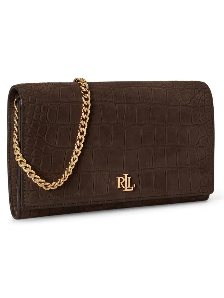 Кошелек-кроссбоди Adair II из тисненой кожи Lauren Ralph Lauren — изображение 3 из 6, коричневый