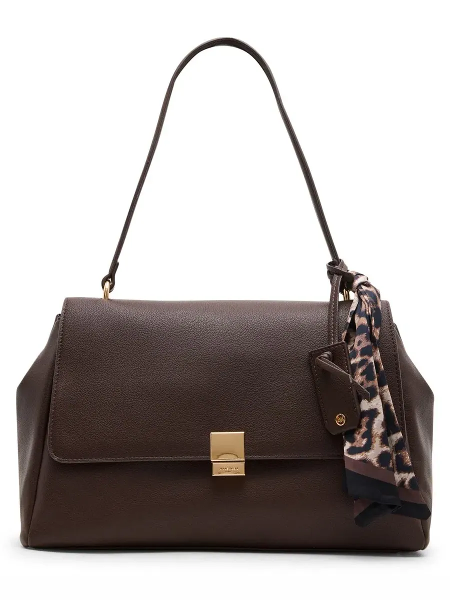 Сумка через плечо с клапаном и шарфом, средняя Anne Klein — изображение 1 из 11, эспрессо