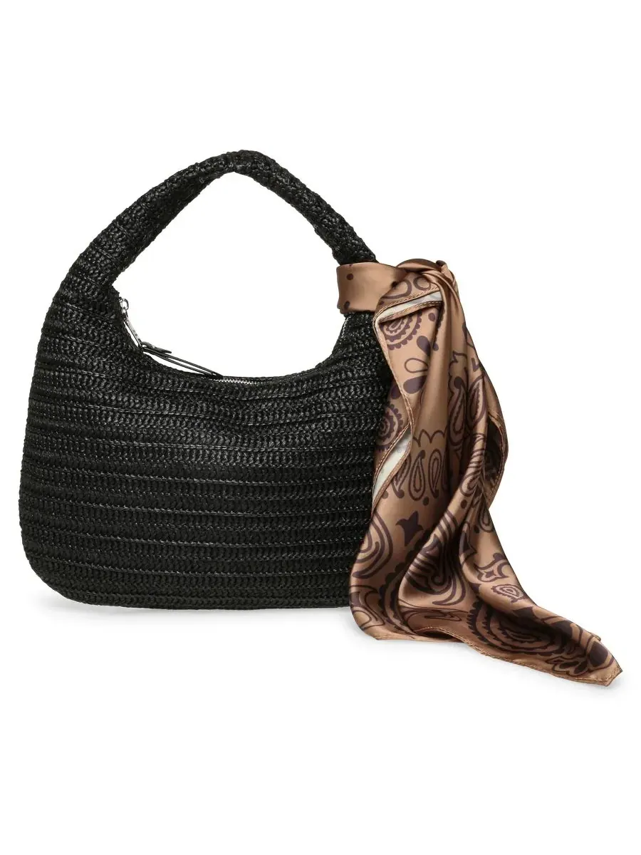 Сумка-хобо из соломы с шарфом Bdaena Steve Madden — изображение 1 из 6, черный