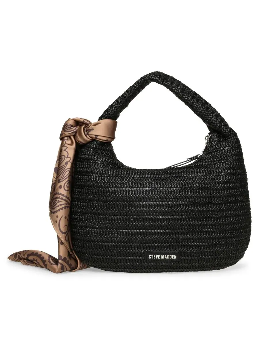 Сумка-хобо из соломы с шарфом Bdaena Steve Madden — изображение 2 из 6, черный