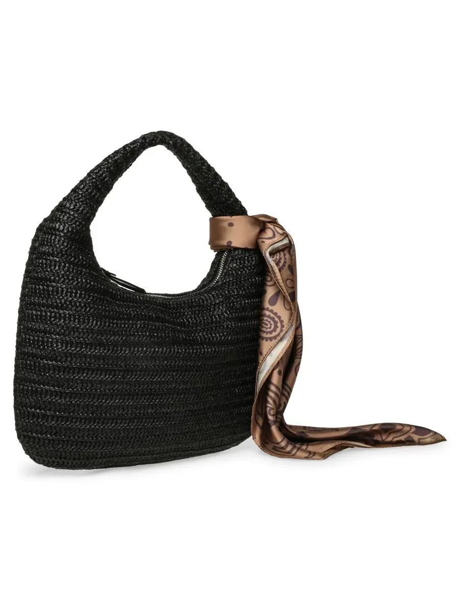 Сумка-хобо из соломы с шарфом Bdaena Steve Madden — изображение 3 из 6, черный