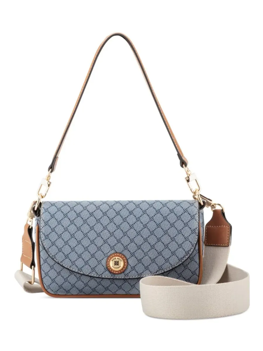 Женская сумка-кроссбоди Rigina с клапаном Nine West, Chambray Logo Brandy