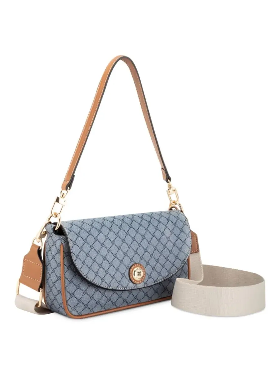 Женская сумка-кроссбоди Rigina с клапаном Nine West, Chambray Logo Brandy — изображение 2 из 10
