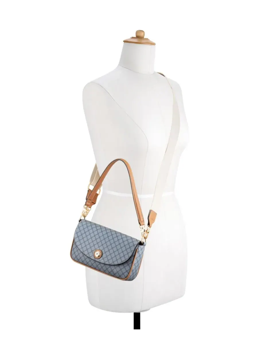 Женская сумка-кроссбоди Rigina с клапаном Nine West, Chambray Logo Brandy — изображение 6 из 10