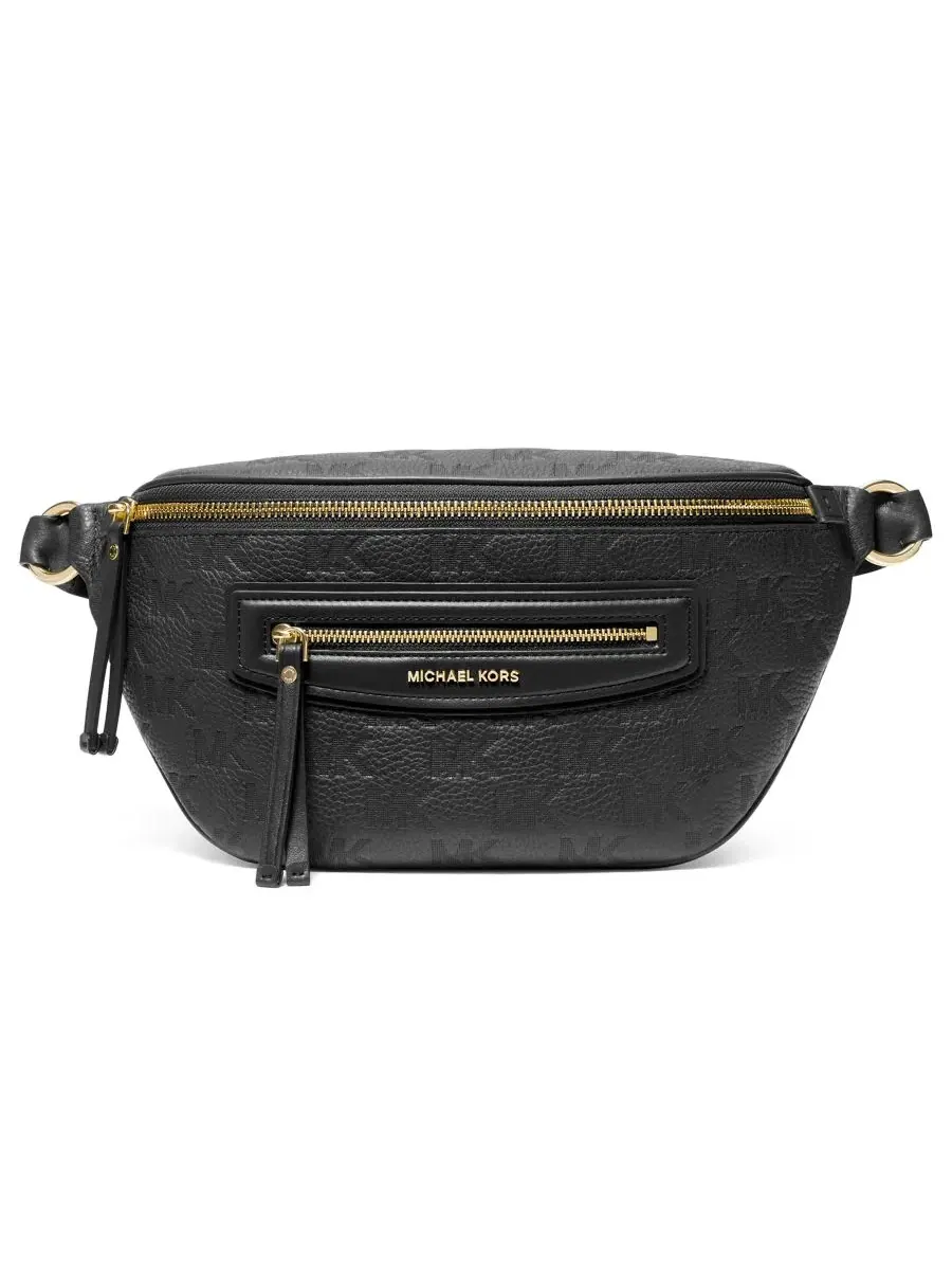 Сумка средняя мессенджер кожа (100% натуральная) Michael Kors Jet Set Sling — изображение 1 из 3, черный