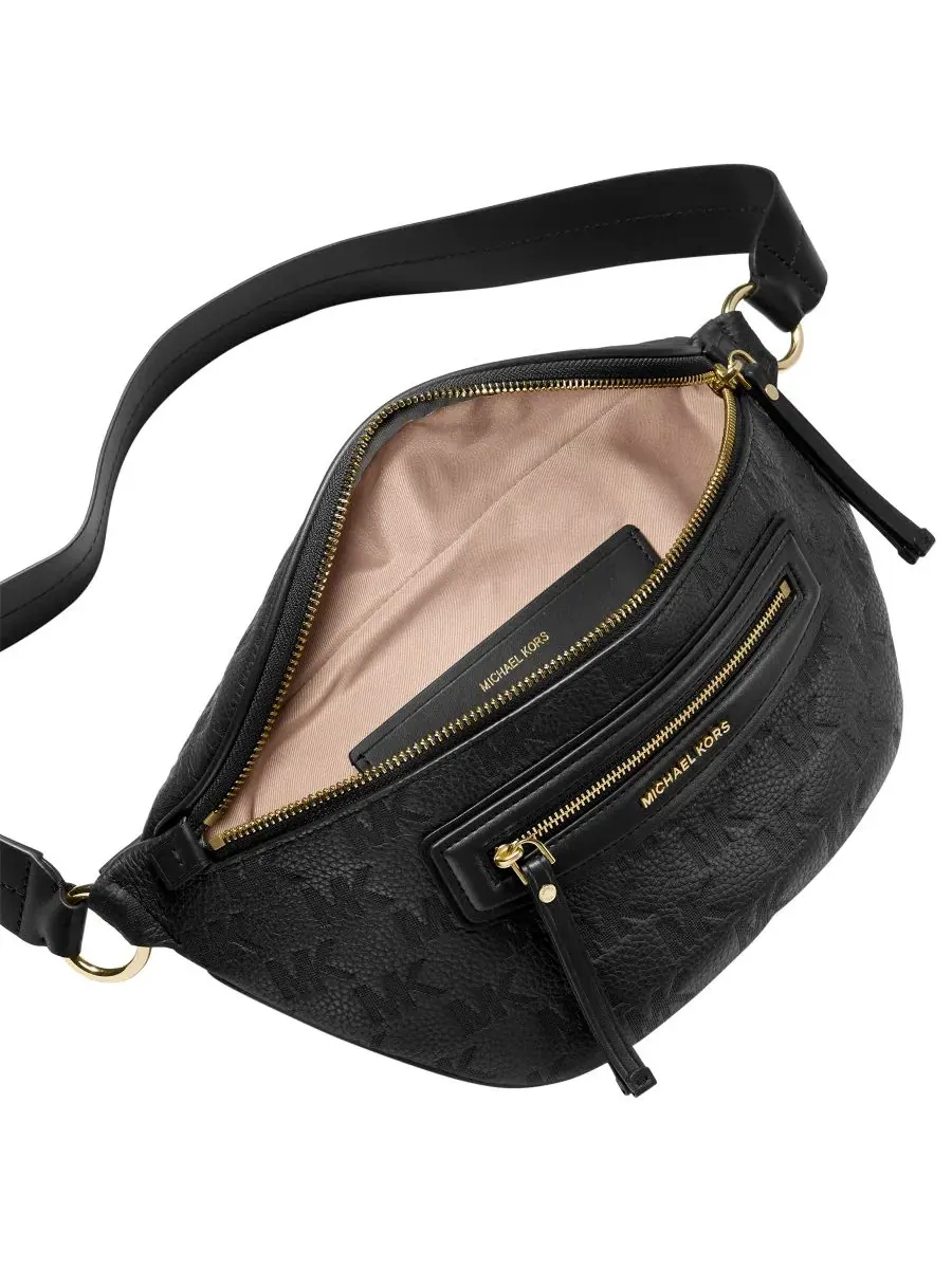 Сумка средняя мессенджер кожа (100% натуральная) Michael Kors Jet Set Sling — изображение 2 из 3, черный