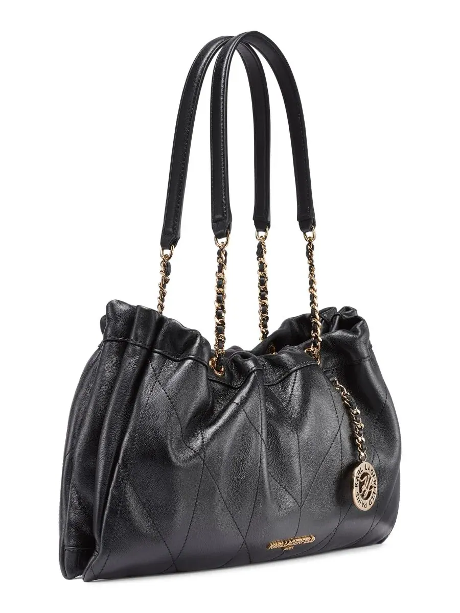 Сумка через плечо Amandine Leather Medium Shoulder Handbag KARL LAGERFELD PARIS — изображение 3 из 8, черный/золотистый