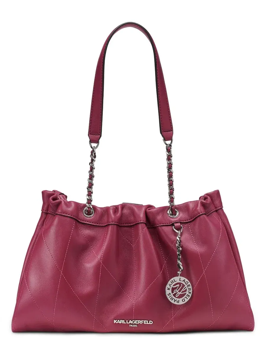 Сумка через плечо из кожи Amandine Leather Medium Shoulder Handbag KARL LAGERFELD PARIS
