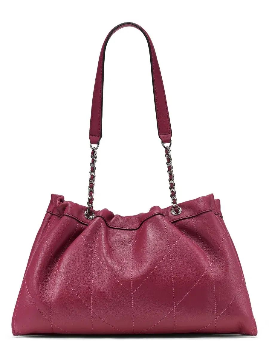 Сумка через плечо из кожи Amandine Leather Medium Shoulder Handbag KARL LAGERFELD PARIS — изображение 2 из 8, фиолетовый