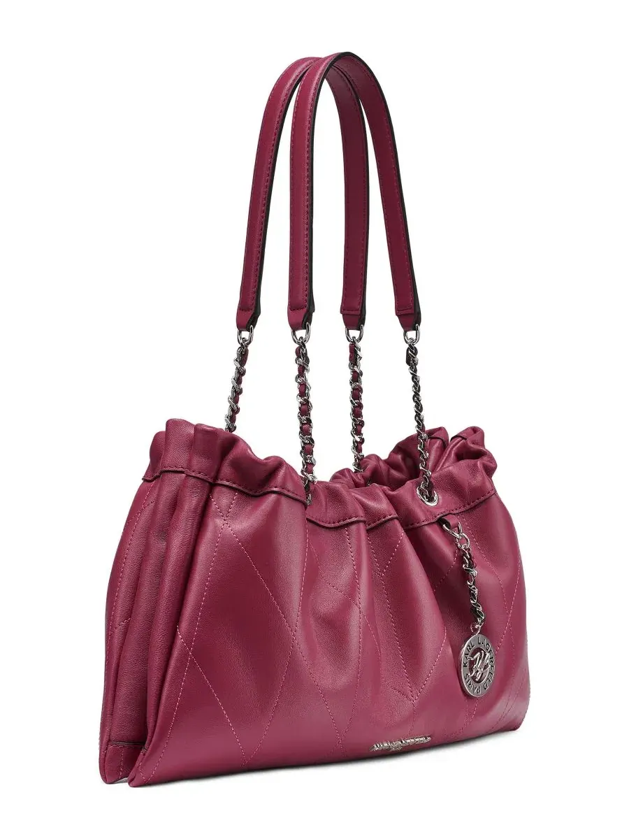 Сумка через плечо из кожи Amandine Leather Medium Shoulder Handbag KARL LAGERFELD PARIS — изображение 3 из 8, фиолетовый