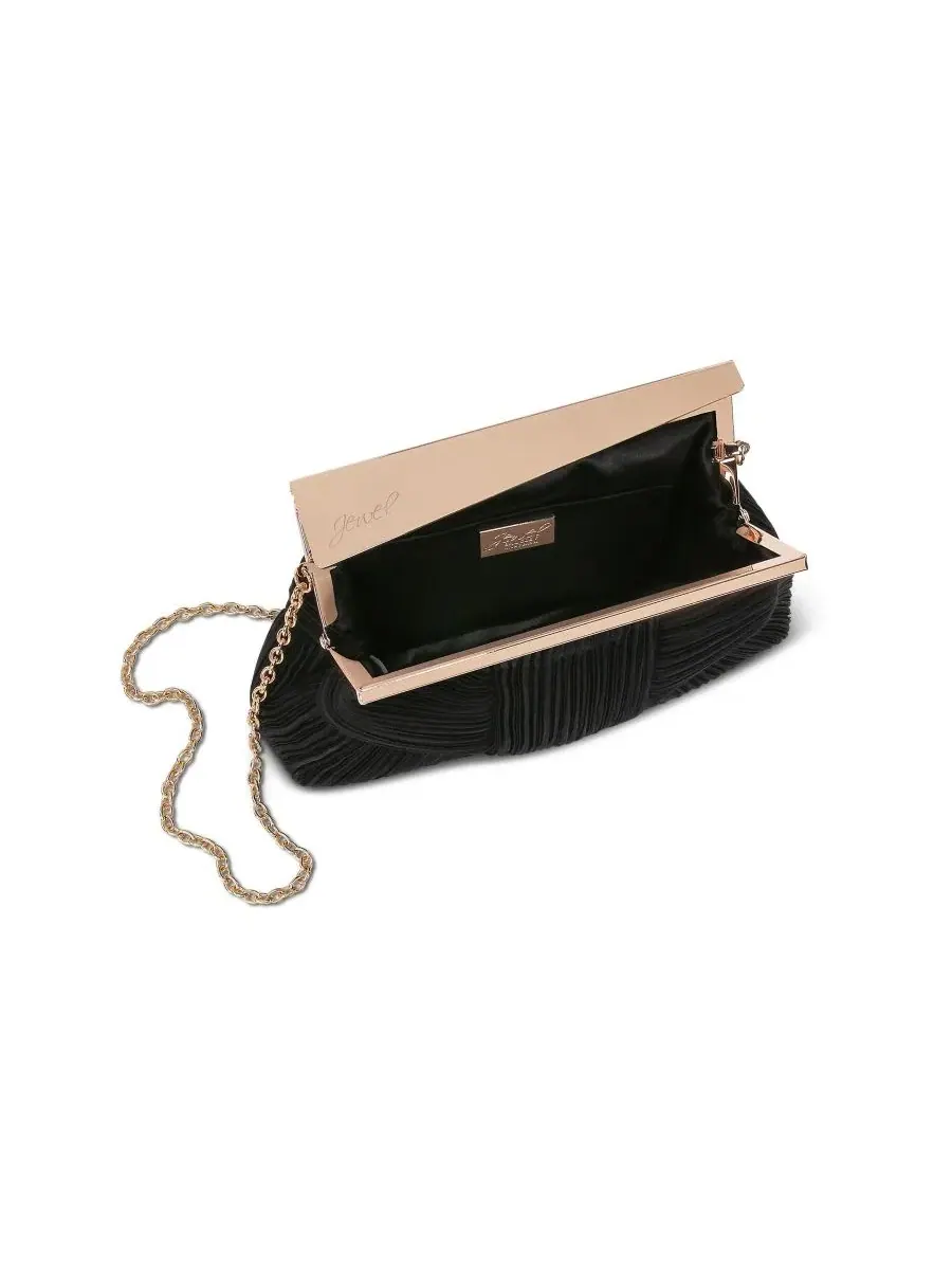 Вечерний клатч из плиссированного атласа Millie Signature Frame Jewel Badgley Mischka — изображение 3 из 3, фиолетовый