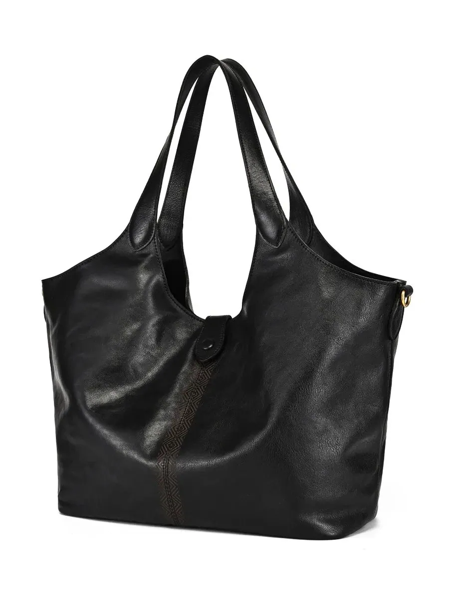 Сумка-шопер из натуральной кожи Marigold Large Tote OLD TREND — изображение 3 из 7, черный
