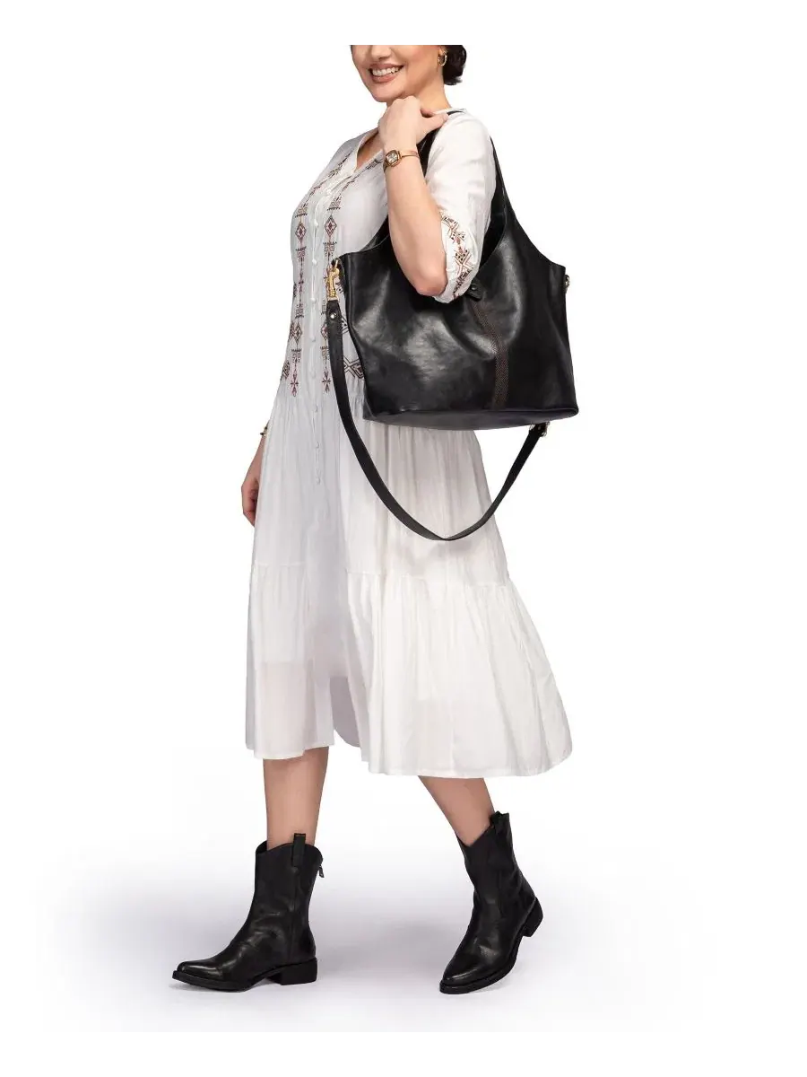 Сумка-шопер из натуральной кожи Marigold Large Tote OLD TREND — изображение 7 из 7, черный