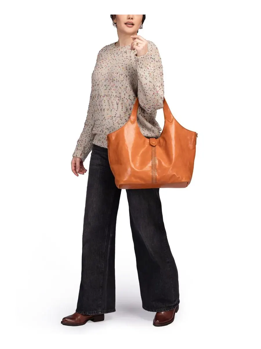 Кожаная сумка-шопер Marigold Large Tote OLD TREND — изображение 6 из 7, коричневый
