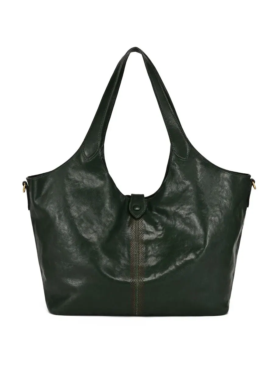 Сумка-шопер из натуральной кожи с ручками, модель Marigold Large Tote OLD TREND — изображение 1 из 7, зеленый