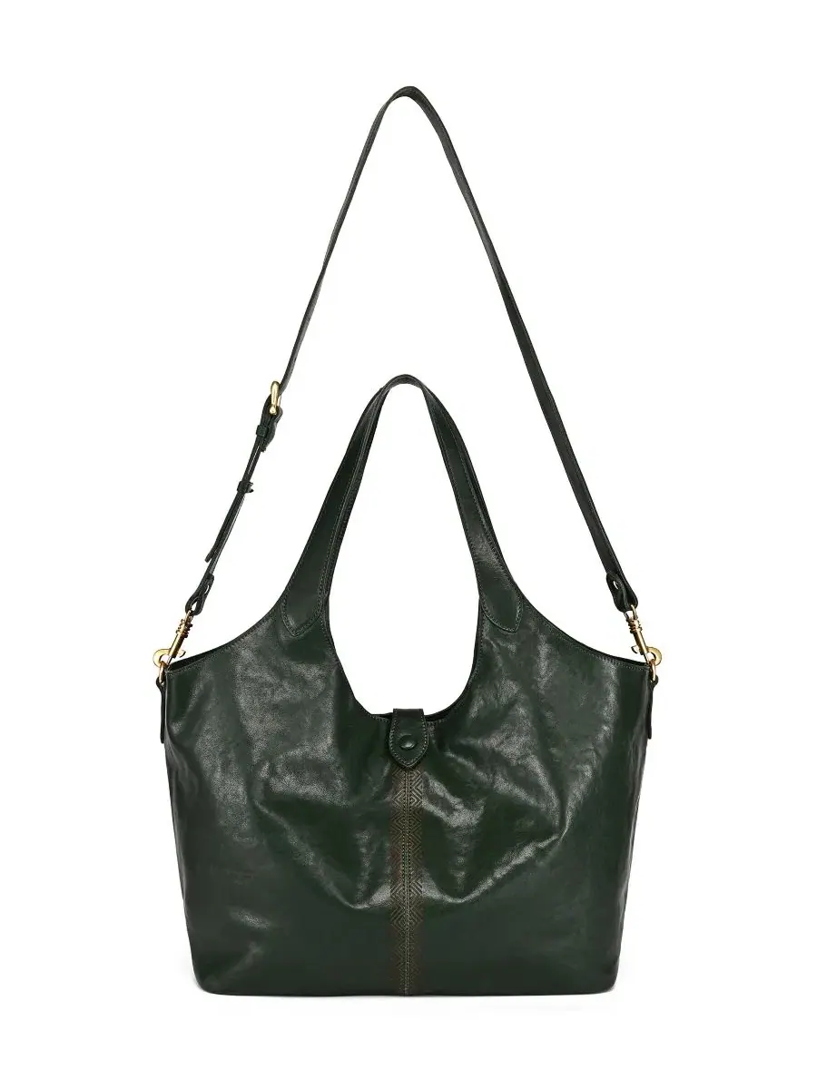Сумка-шопер из натуральной кожи с ручками, модель Marigold Large Tote OLD TREND — изображение 2 из 7, зеленый