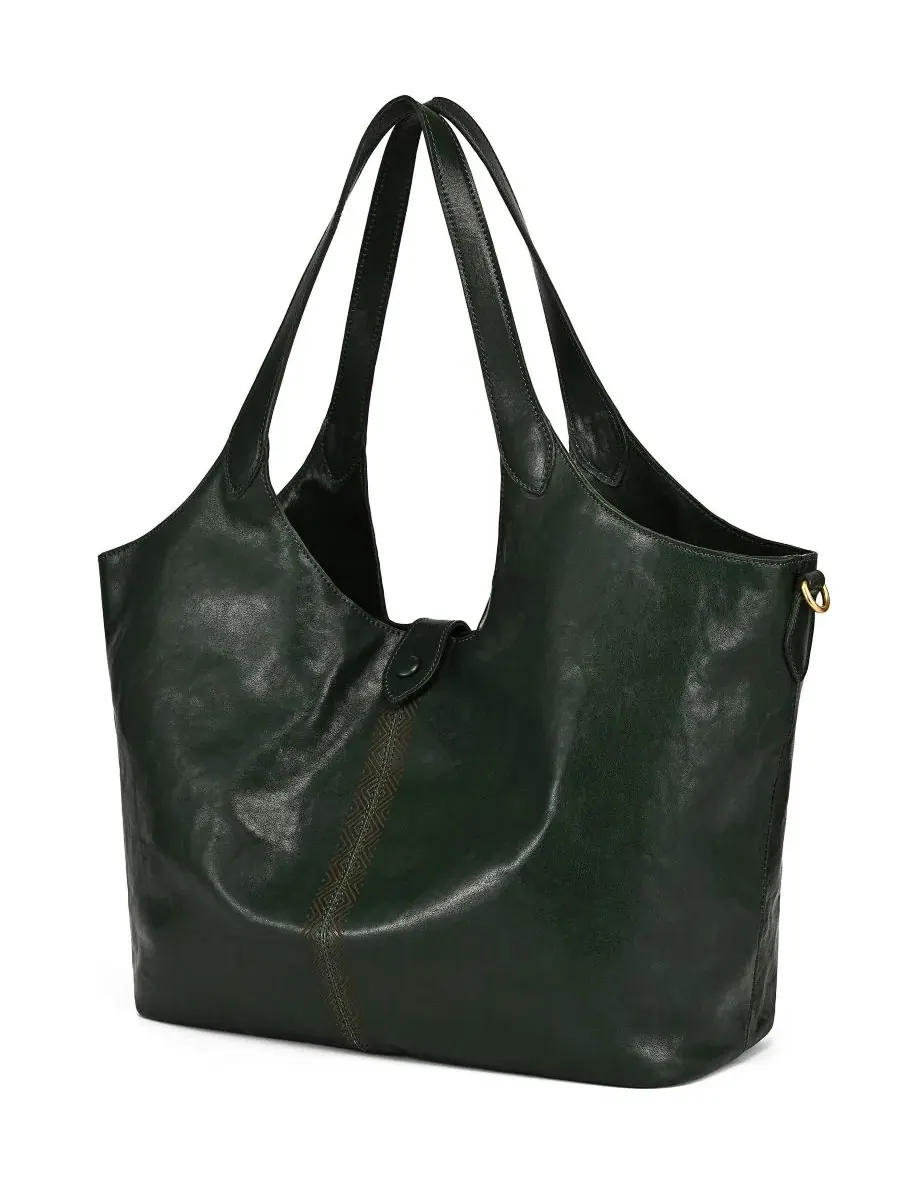 Сумка-шопер из натуральной кожи с ручками, модель Marigold Large Tote OLD TREND — изображение 3 из 7, зеленый