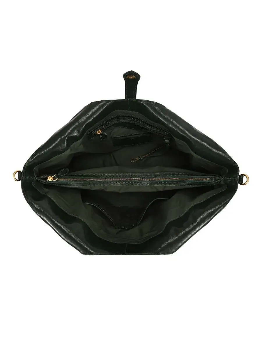 Сумка-шопер из натуральной кожи с ручками, модель Marigold Large Tote OLD TREND — изображение 4 из 7, зеленый