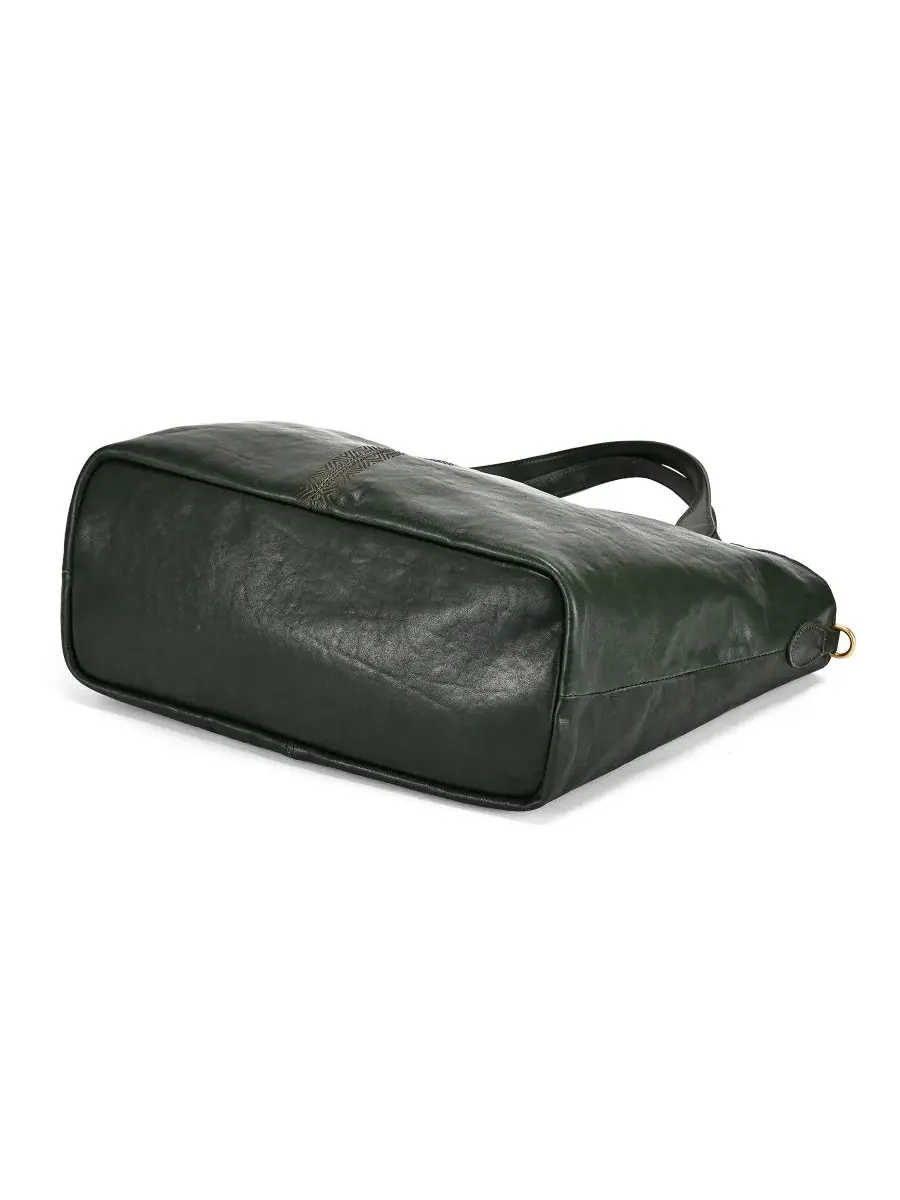 Сумка-шопер из натуральной кожи с ручками, модель Marigold Large Tote OLD TREND — изображение 5 из 7, зеленый