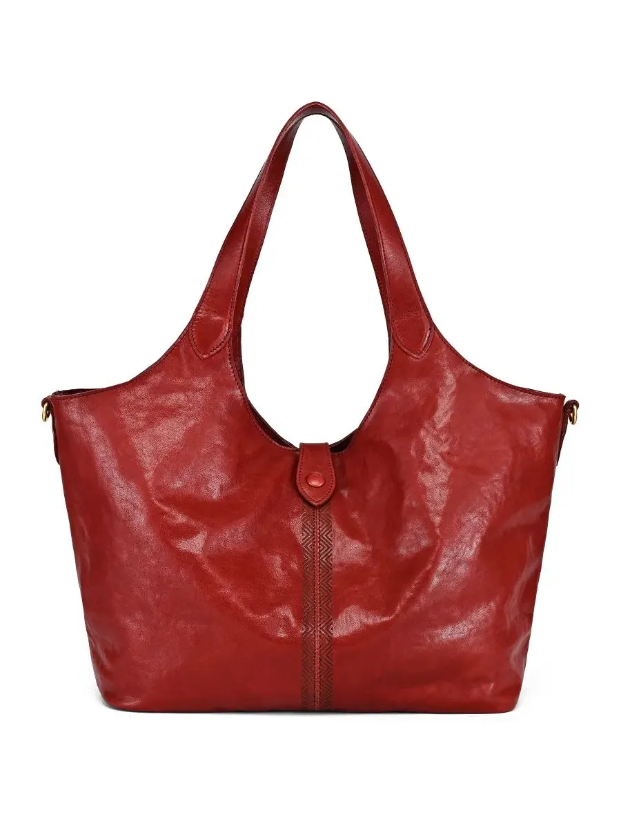 Сумка-шопер из натуральной кожи с моделью Marigold Large Tote OLD TREND — изображение 1 из 7, красный