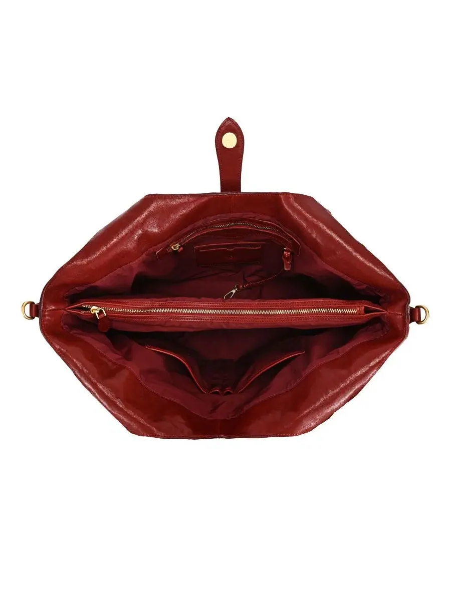 Сумка-шопер из натуральной кожи с моделью Marigold Large Tote OLD TREND — изображение 4 из 7, красный
