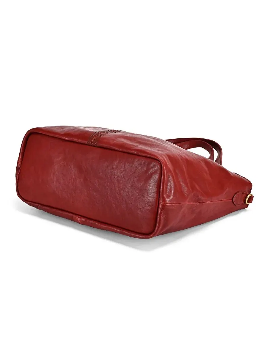 Сумка-шопер из натуральной кожи с моделью Marigold Large Tote OLD TREND — изображение 5 из 7, красный