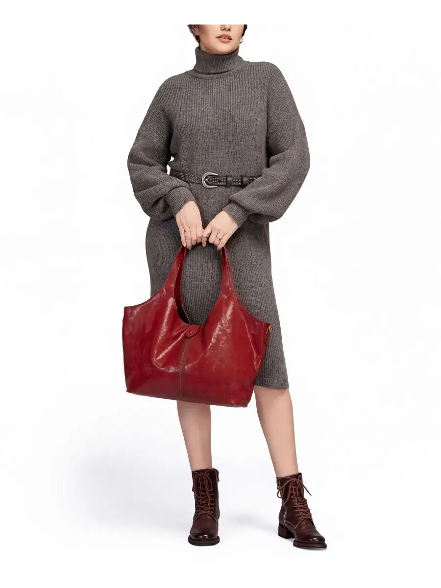 Сумка-шопер из натуральной кожи с моделью Marigold Large Tote OLD TREND — изображение 7 из 7, красный