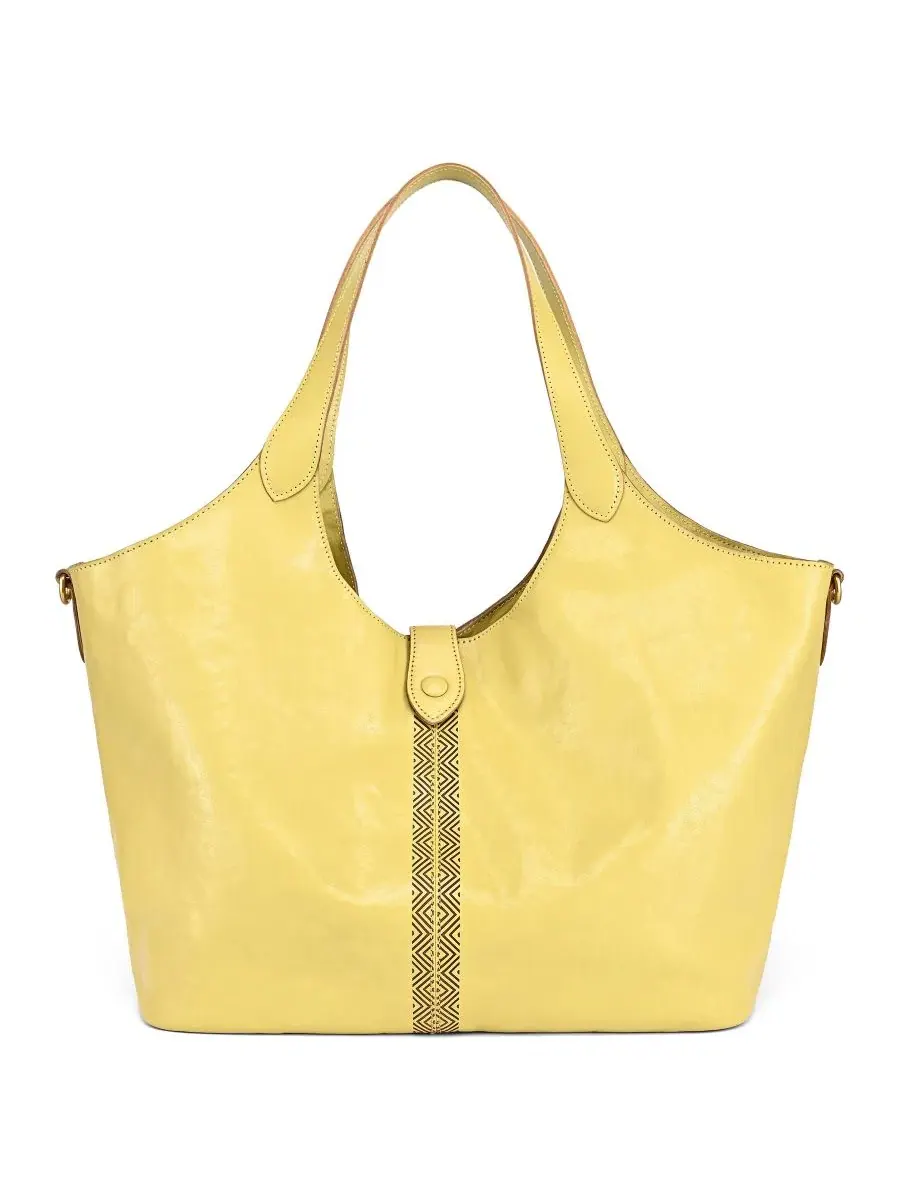 Сумка-шопер из натуральной кожи с длинными ручками, Marigold Large Tote OLD TREND — изображение 1 из 7, желтый