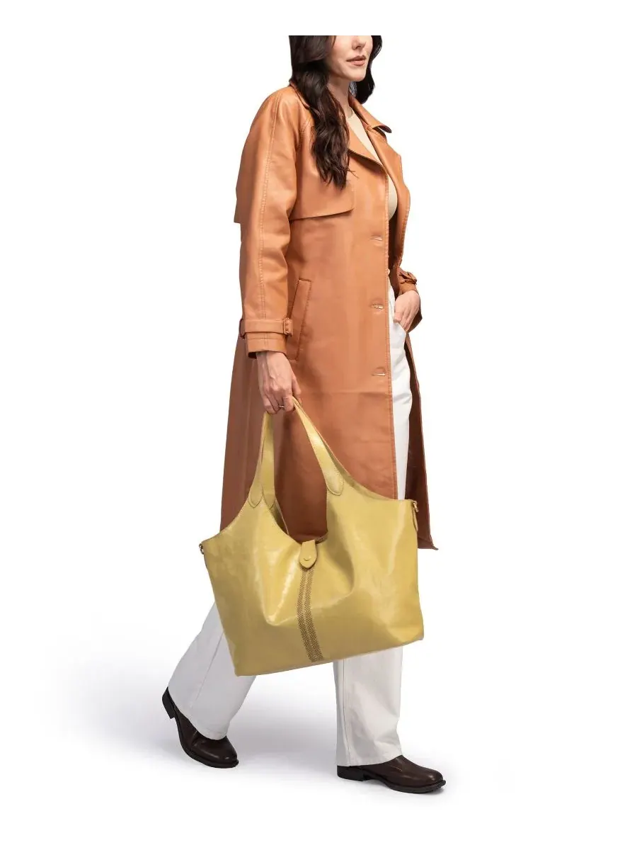 Сумка-шопер из натуральной кожи с длинными ручками, Marigold Large Tote OLD TREND — изображение 7 из 7, желтый