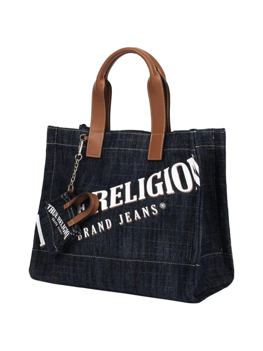Сумка-шопер джинсовая с подвеской-мини-тоут True Religion — изображение 2 из 7, черный