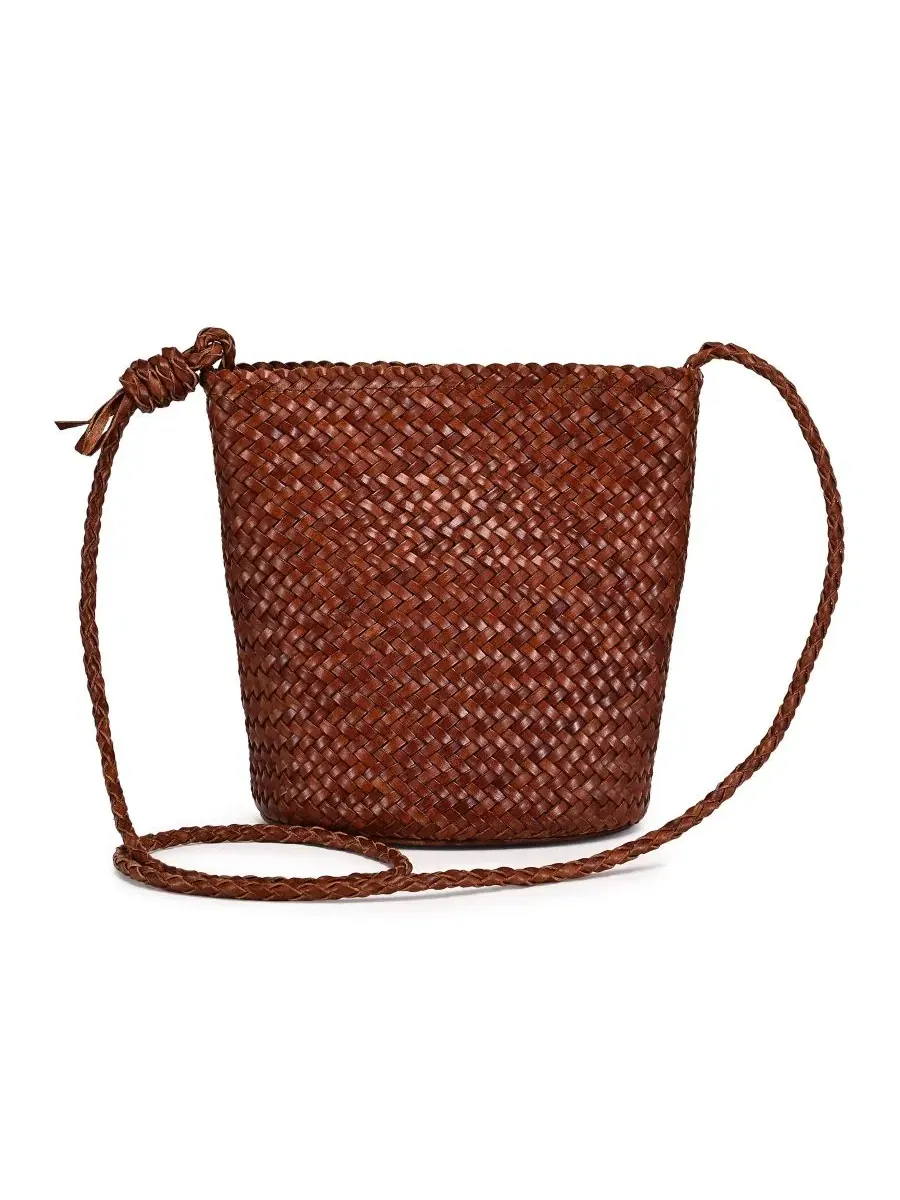 Плетеная мини-сумка-ведро Reed Mini Woven Bucket Crossbody OLD TREND — изображение 2 из 7, коричневый
