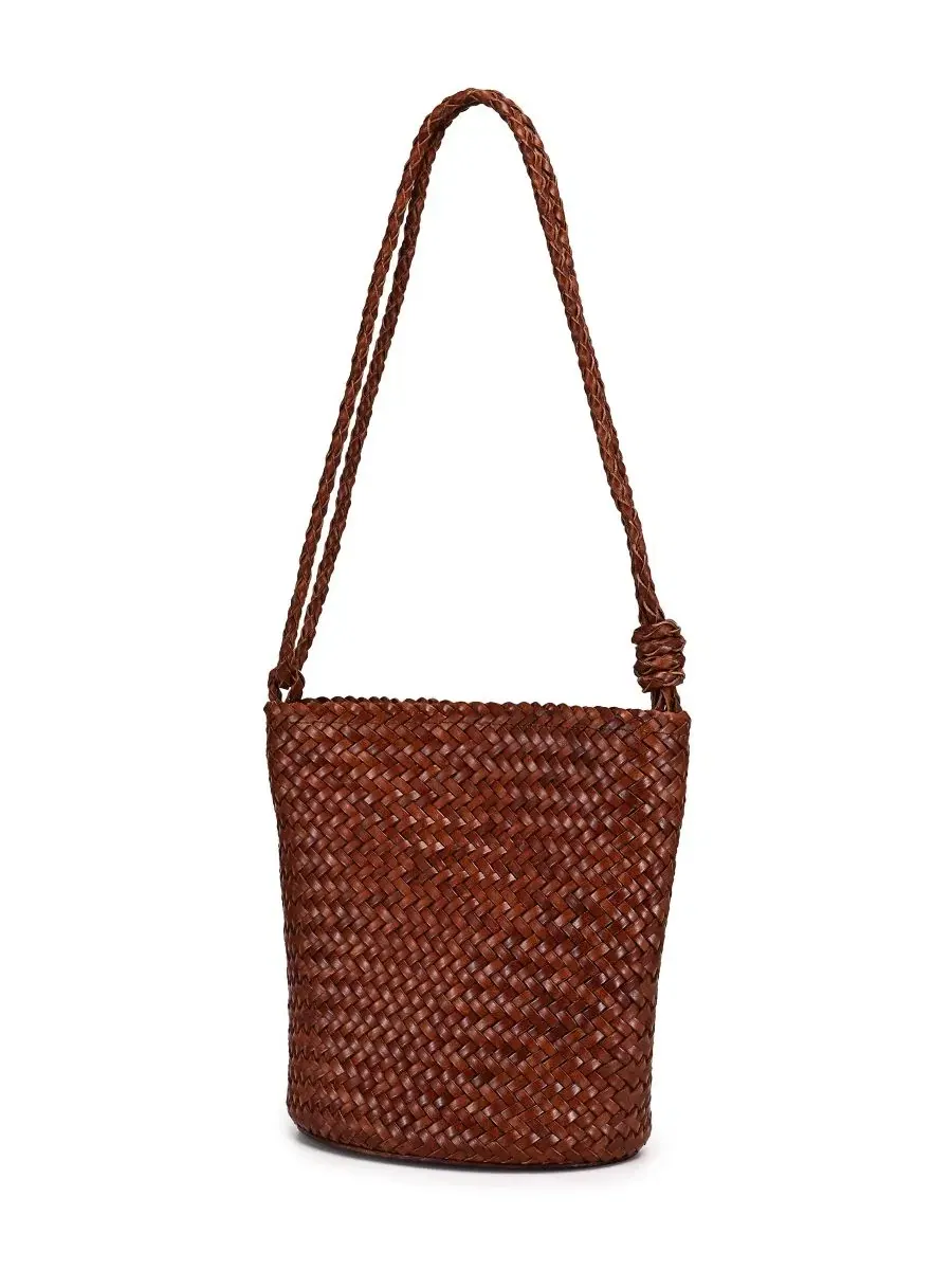 Плетеная мини-сумка-ведро Reed Mini Woven Bucket Crossbody OLD TREND — изображение 3 из 7, коричневый