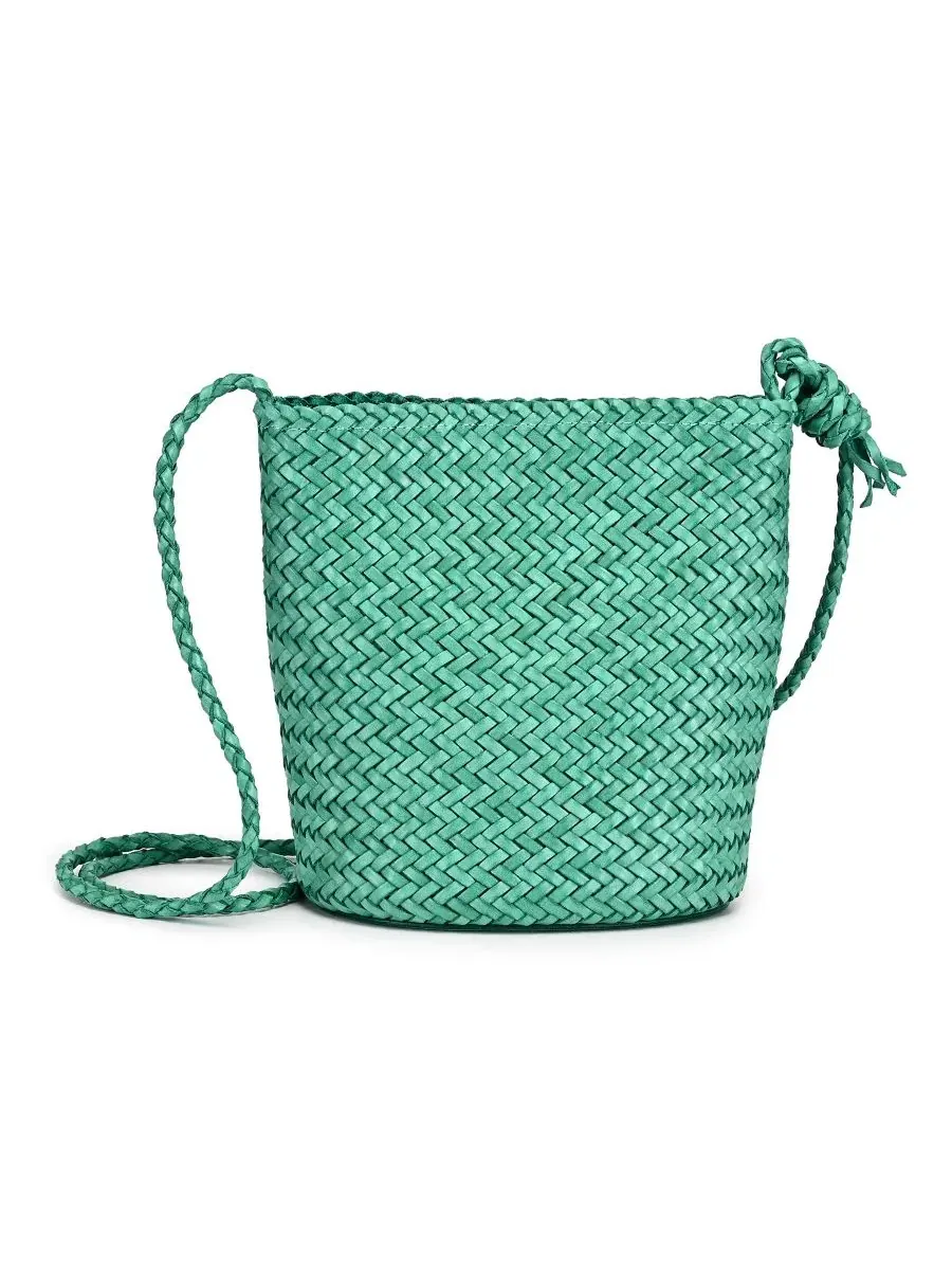 Плетеная сумка-ведро мини Reed Mini Woven Bucket Crossbody Bag OLD TREND — изображение 1 из 7, зеленый
