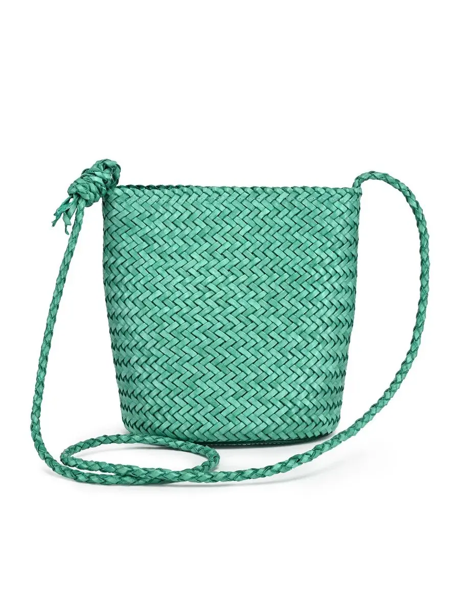 Плетеная сумка-ведро мини Reed Mini Woven Bucket Crossbody Bag OLD TREND — изображение 2 из 7, зеленый